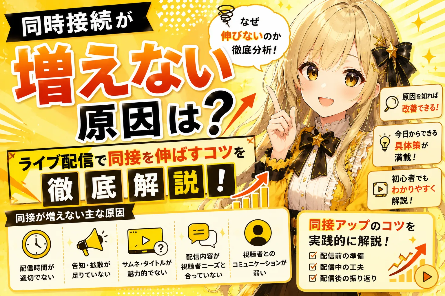 同時接続が増えない原因は？ライブ配信で同接を伸ばすコツを徹底解説